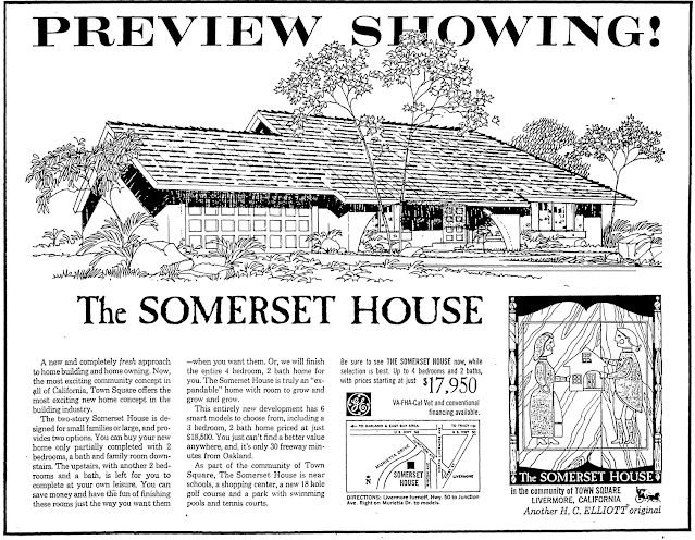 1968 ad for Somerset House model in Livermore, featuring expandable home with optional second story and unfinished attic space