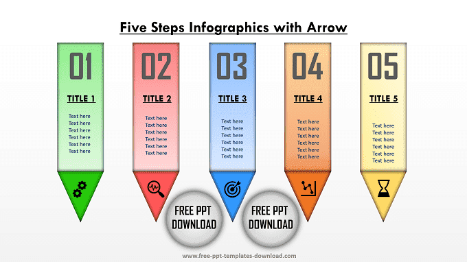 Five Steps Beautiful Infographic with Arrow | Free PPT Download