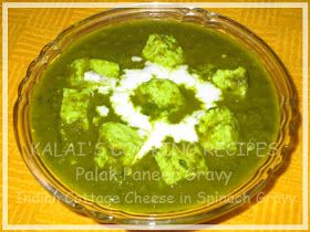 Palak Paneer Gravy Recipe | Indian Cottage Cheese in Spinach Gravy Recipe