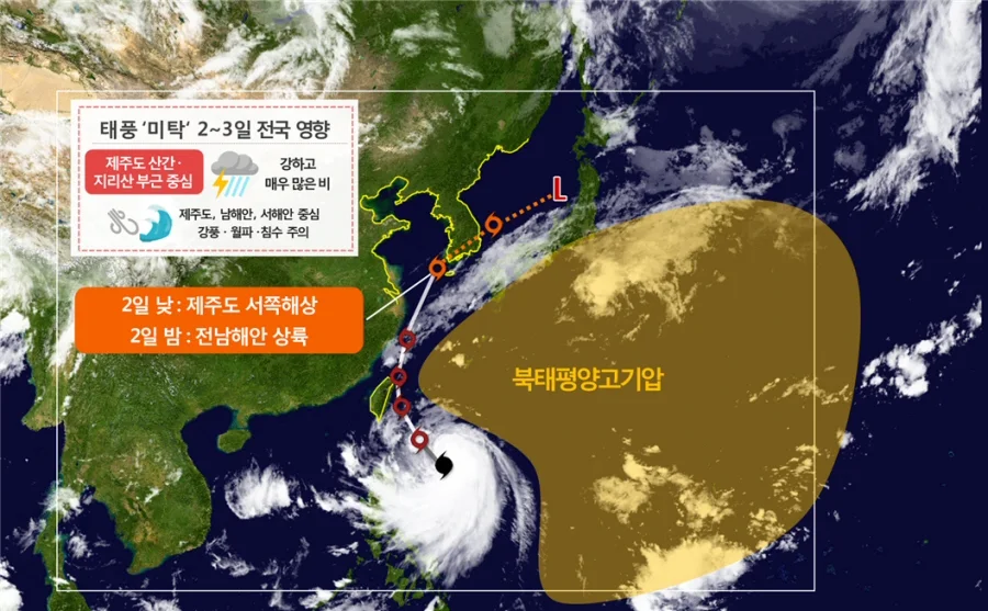 제18호 태풍 ‘미탁(MITAG)’, 10월 2일(수)~3일(목) 전국 태풍 영향