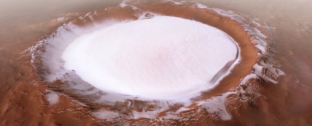 Breathtaking Pictures Show Huge Crater On Mars Brimming With Water Ice