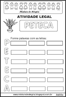 Atividades para alfabetização,  formação de palavras