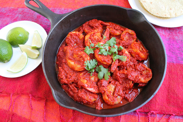 Food Lust People Love: The wonderful bright sauce for Camarones a la Diabla or Deviled Shrimp is made with dried chili peppers, roma tomatoes, garlic and onions but the star of this dish is definitely the large flavorful shrimp. Serve with fresh corn tortillas as an appetizer or with rice as a main course.