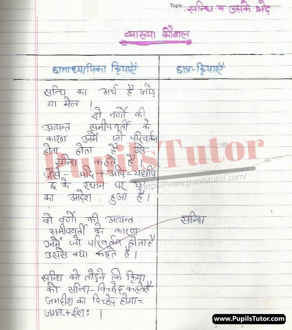 Sandhi Aur Uske Bhed Lesson Plan | Sandhi And Its Types Lesson Plan For Class 7 To 9 – (Page And Image Number 1) – Pupils Tutor