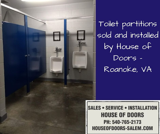 Toilet partitions sold and installed by House of Doors - Roanoke, VA