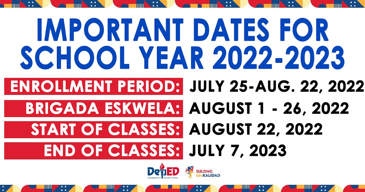 Important Dates for School Year 20222023 Teachers Click