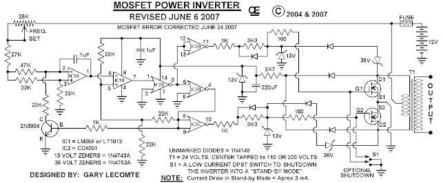  500W Mos-Fet Power Inverter from 12V to 110V/220V