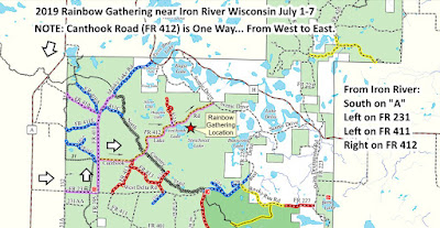 Official Forest Service Map  Thank YOU Rangers! 2019 Rainbow Gathering Driving Directions  July 1st -July 7th near Iron River, Wisconsin