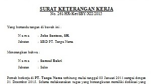 Surat Keterangan Masih Aktif Bekerja Dari Perusahaan 