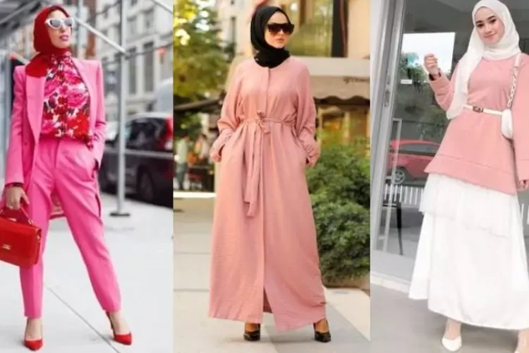 Kolaborasi Baju Dusty Pink dengan Warna Jilbab