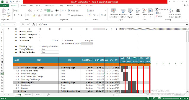 Free 12 month Gantt Chart template excel