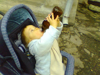 funny baby drink beer