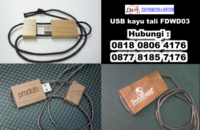 Jual USB kayu tali FDWD03 - Flashdisk Kayu Tambang 