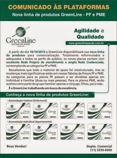 Comunicado novos produtos GreenLine