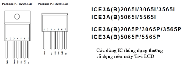 Hình dáng và mã hiệu của IC công suất nguồn thường dùng trên Tivi LCD