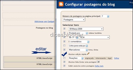 configurando postagens