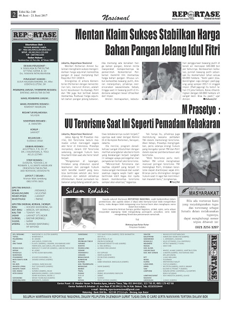 Reportase Nasional Edisi 240 Tanggal 08 Juni - 21 Juni 2017