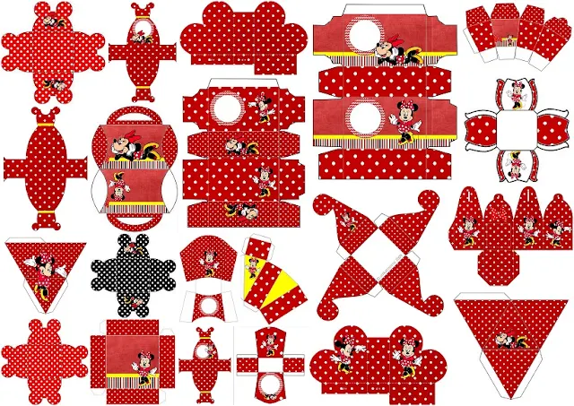 Minnie in Red and Polka Dots: Free Printable Boxes.