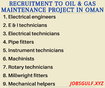 Recruitment to Oil & Gas Maintenance project in Oman