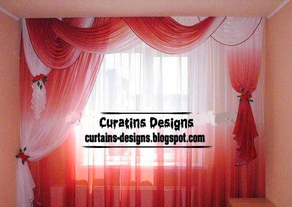 Unique red and white curtains for modern bedroom  Curtain 