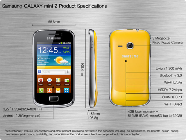 Preview, Spec, Samsung Galaxy Mini 2