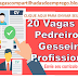 20 Vagas para Pedreiros e Gesseiros Profissionais