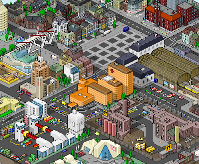 pixel art boxed town