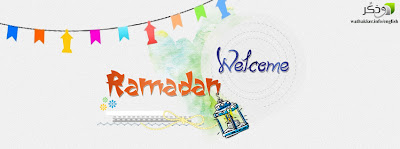 Colorful ramadan kareem wallpaper with welcome message