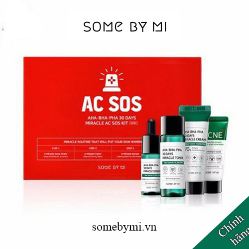 Set Some By Mi 4 món Hỗ Trợ Trị Mụn Cấp Tốc Miracle Ac Sos Kit Đỏ