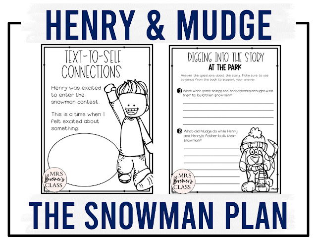 Henry and Mudge and the Snowman Plan book activities unit with literacy printables, lesson ideas, and reading companion activities for First Grade and Second Grade