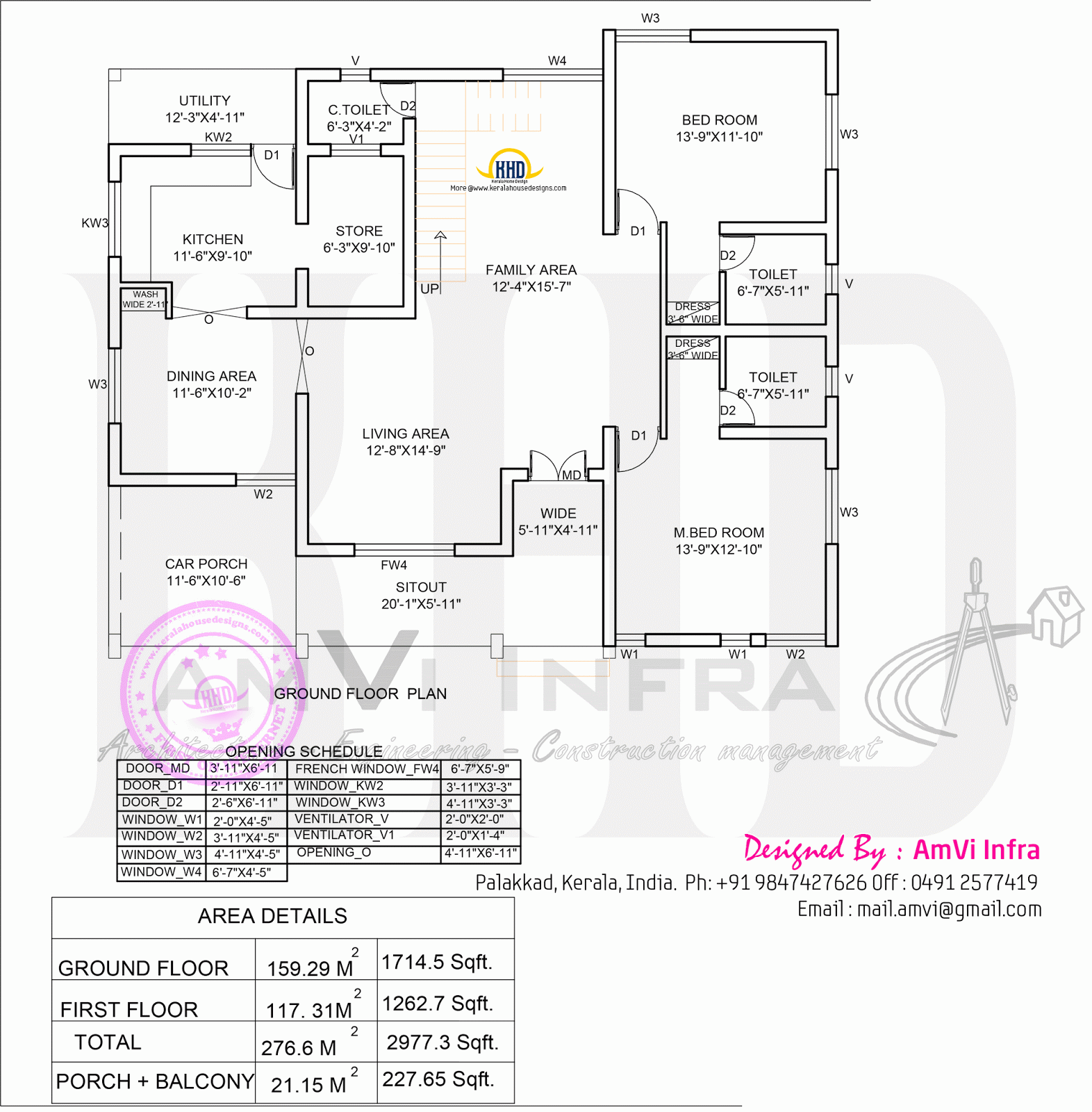  5  bedroom  house  elevation with floor  plan  Kerala  home  