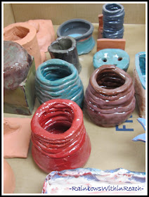 photo of: Ceramics in the Art Room (from Art Room RoundUP via RainbowsWithinReach)