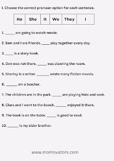 pronoun sheet for class 1 @momovators