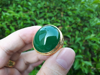 Batu Bacan Gulau Hijau Botol HQ BC054 Body Glass Ikatan Perak Kokoh