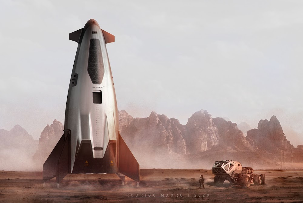 SpaceX orbital shuttle on Mars by Rodrigo Magro
