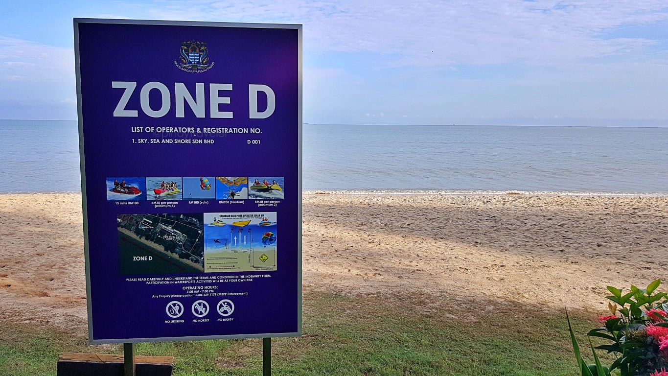 zoning signage at Batu Ferringhi Beach, Georgetown, Penang, Malaysia