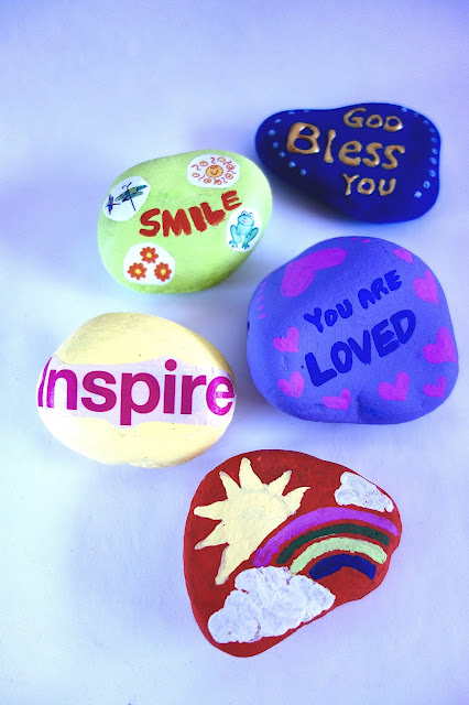 painted rocks, kindness rocks, rock painting, pet rock, blah to TADA, Crafts for a Cause, nature crafts, acrylic paint, paperweights, inspire, you are loved, God Bless You, smile