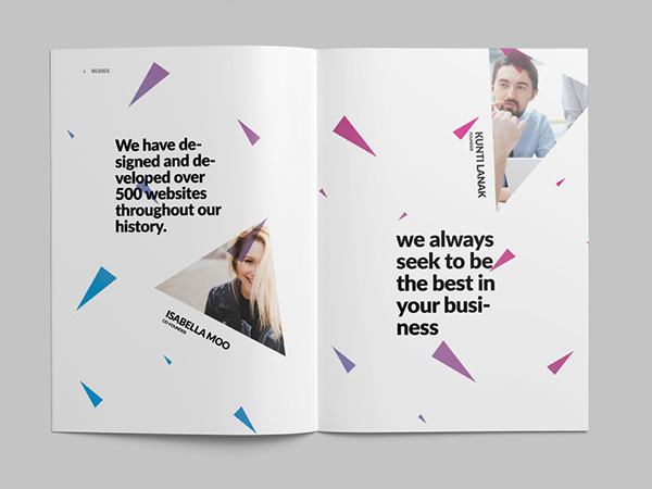 Inspirasi 20+ Desain Brosur dan Katalog Modern - Triangle Style Brochure Template