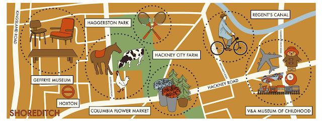 mapa ilustrado shoreditch en londres