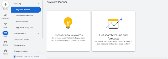 Access Google Keyword Planner