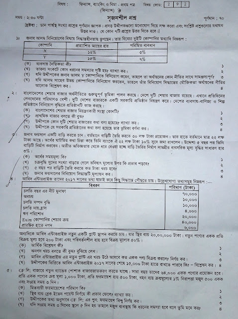 HSC Finance Banking and Bima 1st Paper Exam Suggestion