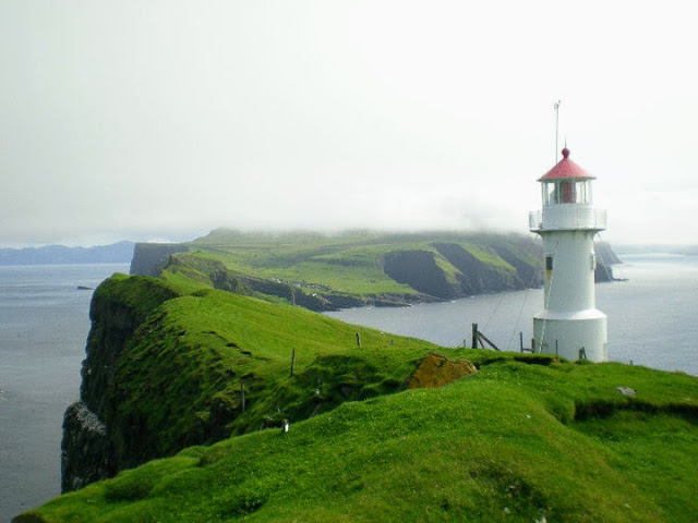 Light house on Mykinesholmur Faroe Islands