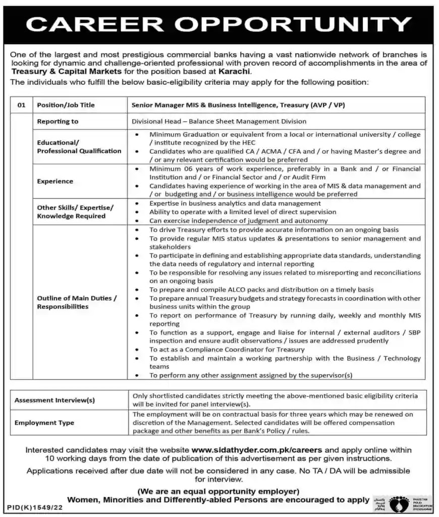 Commercial Bank Jobs 2022 - www.sidathyder.com.pk Jobs 2022