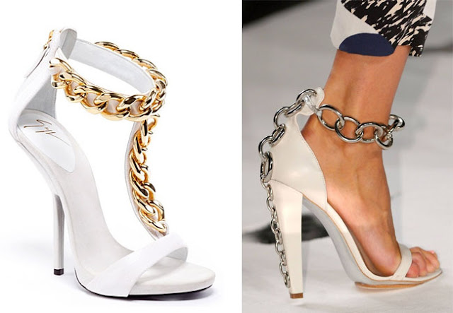 zanotti chain shoes, diane von furstenberg chain shoes, chunky chain diy, 