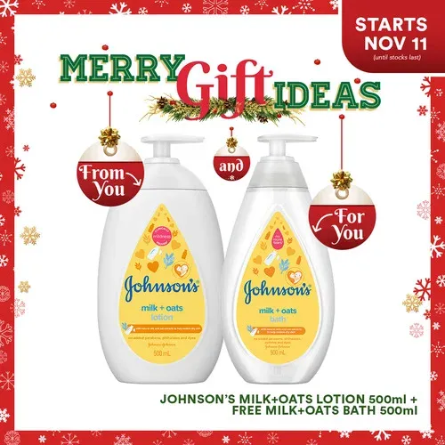 Johnson's Milk+Oats Lotion 500ml + FREE Bath 500ml