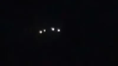 This is a quadruple UFO sighting filmed over Iran in 2016.