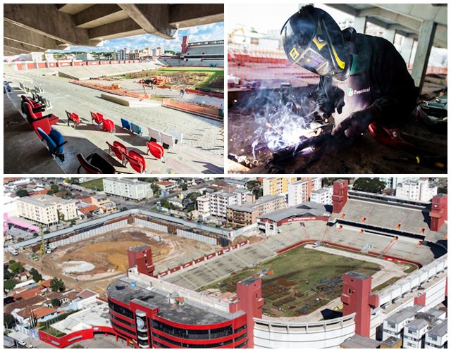 Situação das obras da Arena da Baixada em julho de 2012