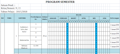  ini berjenis ms exel yang mana program tahunan dan program semester kelas  Prota Promes Kurikulum 2013 SD Kelas 5 Semester 2