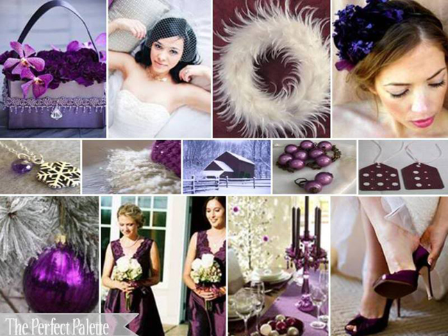 purple and silver wedding motiffs