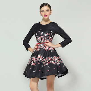 Model terbaru dress wanita motif bunga elegan dan anggun
